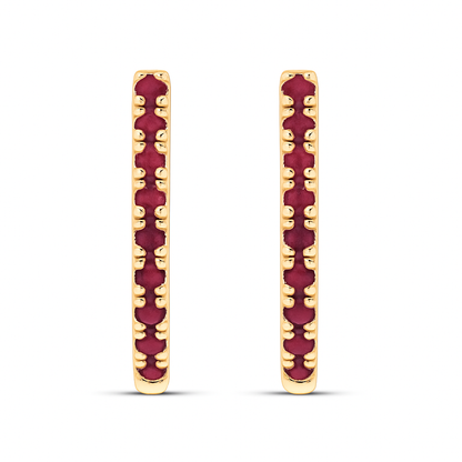 1/10Ctw Ruby-Round Natural Gem Fashion Hoops Earring
