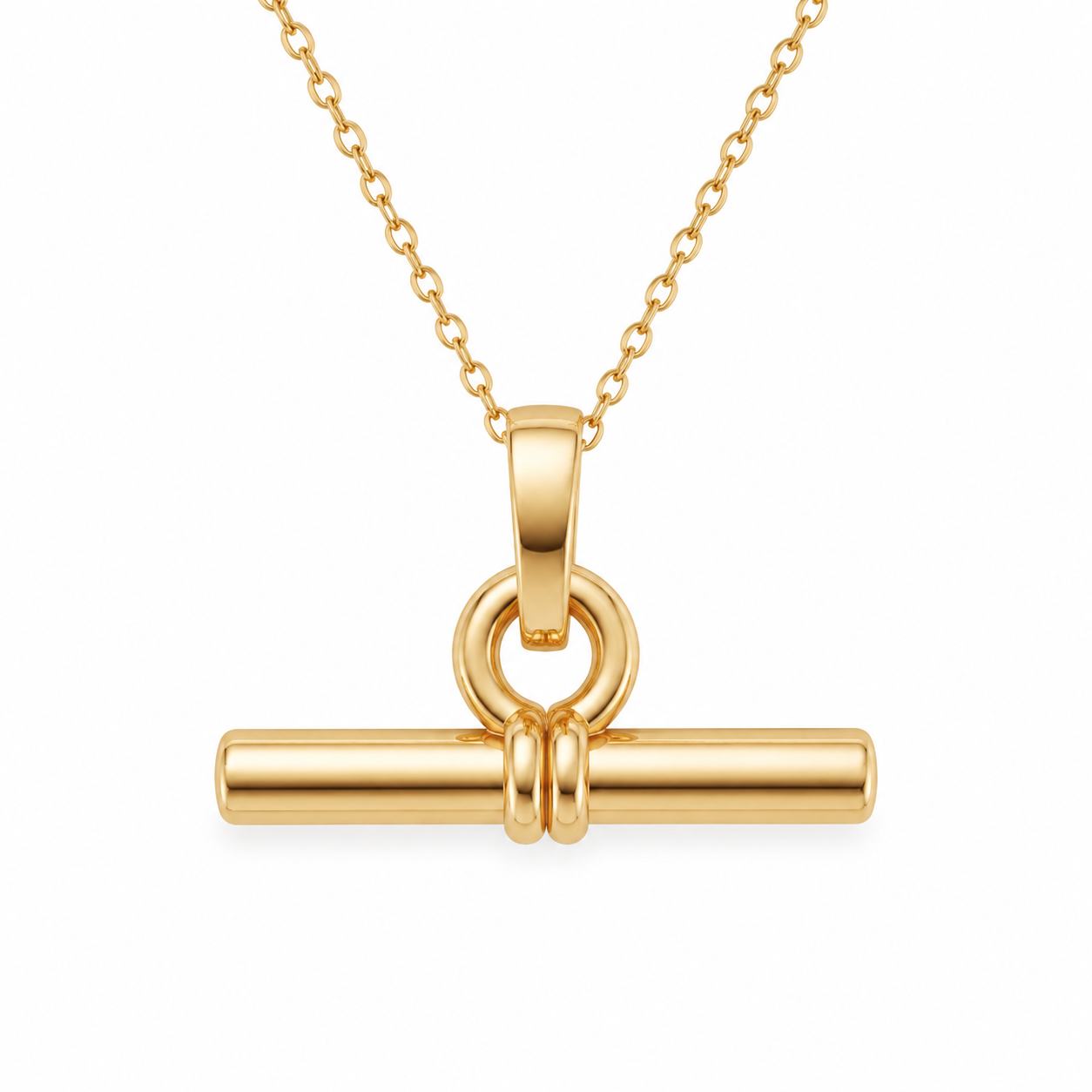 14KT Yellow Gold 20mm Bar Necklace with Diamond Accent – Celebrity Style Pendant | 18" Cable Chain