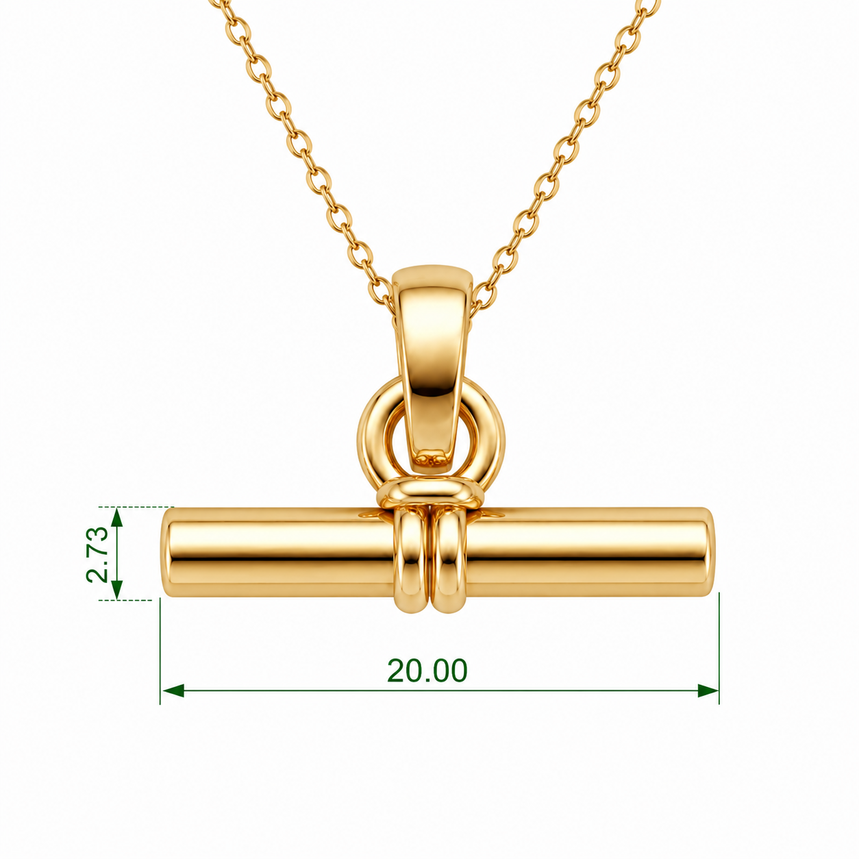 14KT Yellow Gold 20mm Bar Necklace with Diamond Accent – Celebrity Style Pendant | 18" Cable Chain