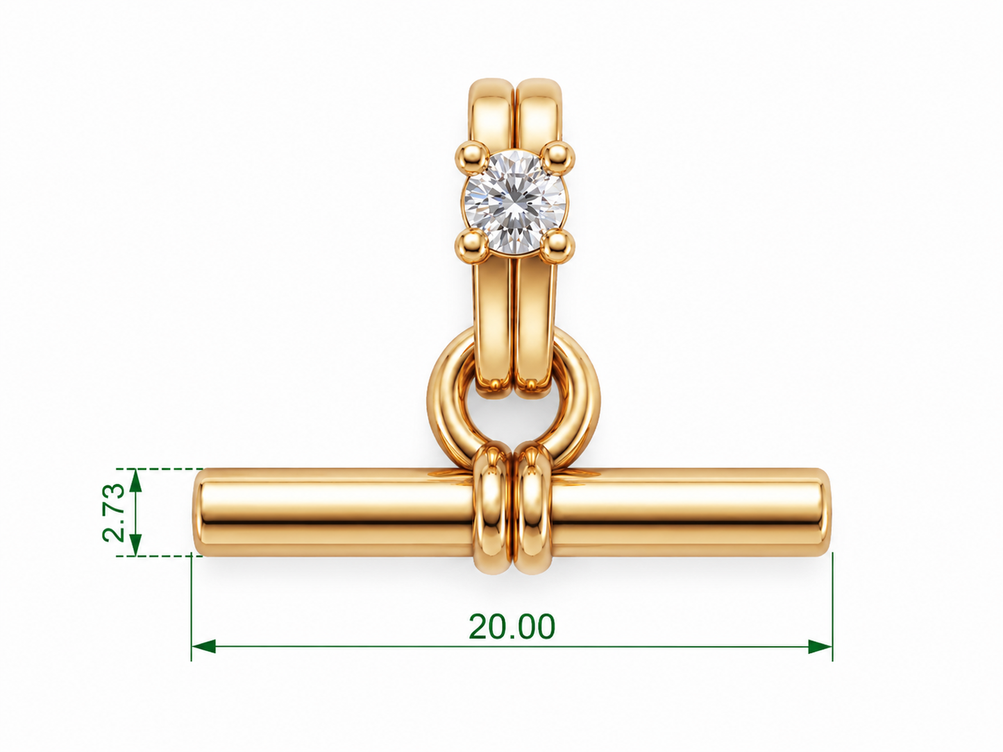 14KT Yellow Gold 20mm Bar Necklace with 0.10ctw Diamond – Celebrity Style Pendant | 18" Cable Chain