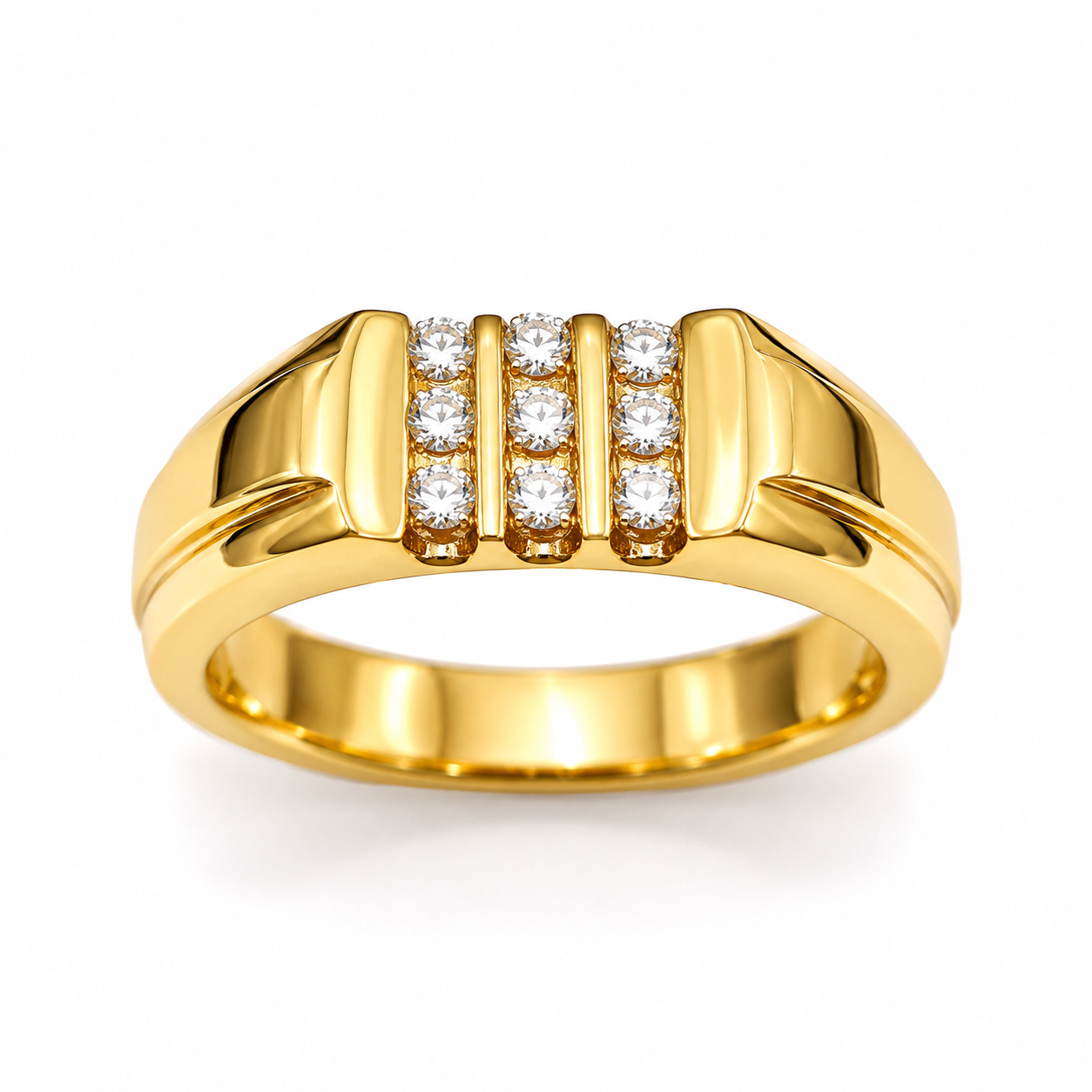 Men’s 18K Yellow Gold Channel-Set Diamond Ring – 0.20 CTW | Size 8