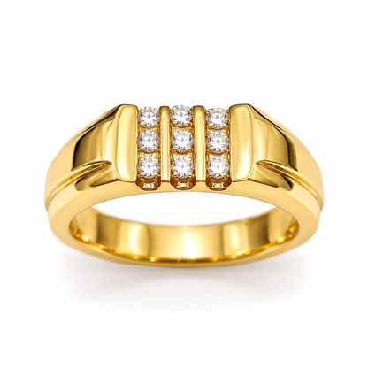 Men’s 18K Yellow Gold Channel-Set Diamond Ring – 0.20 CTW | Size 8