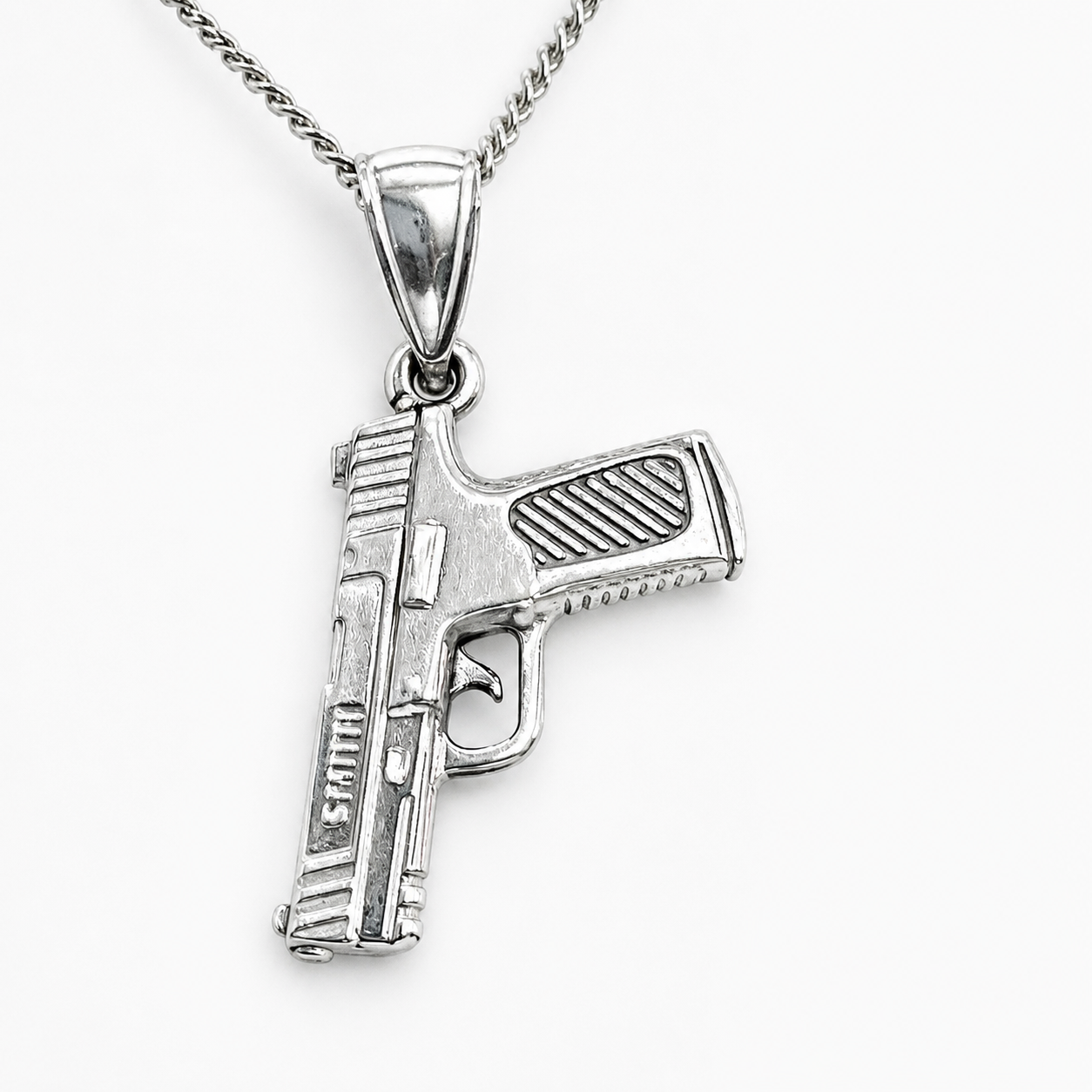 Sterling Silver S&W Gun Necklace Pendant
