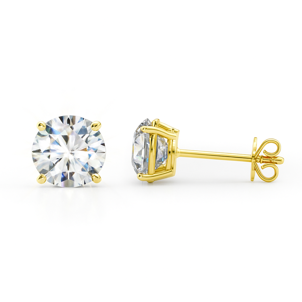 0.75ctw Four Prong Round Diamond Studs-Screw Backs