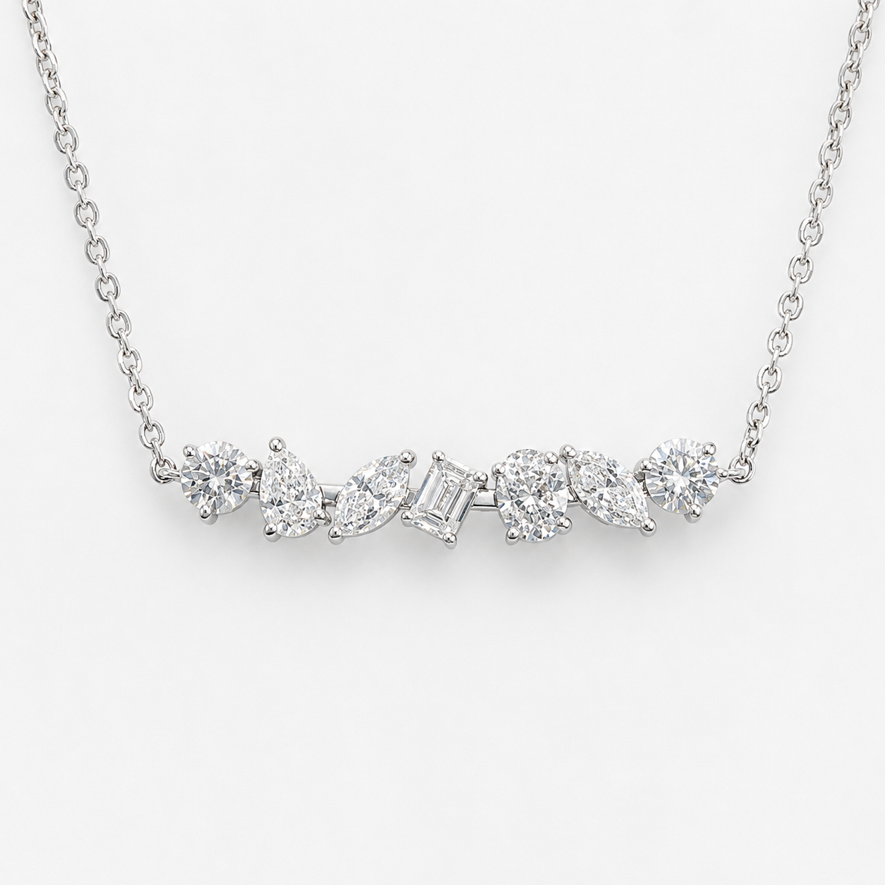14KT Multi-Shape 1.45ct Lab Grown Diamond Necklace – 17 Inches