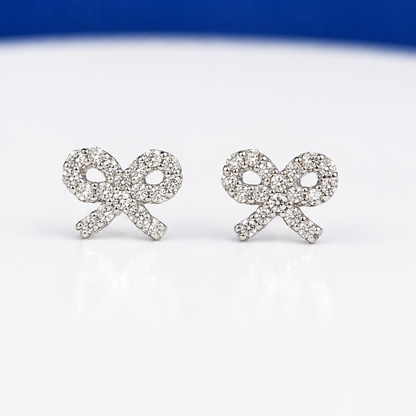 14kt White Gold Diamond Bow Earrings -0.25ctw