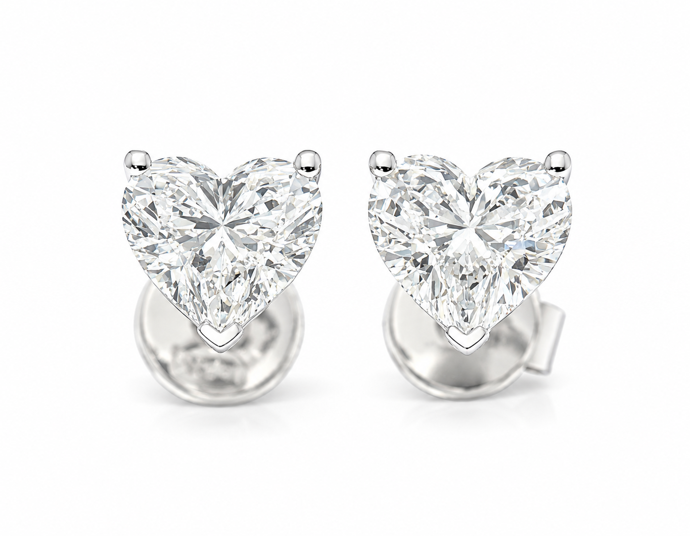 14K White Gold Heart Lab Grown Diamond Stud Earrings – 2.10 CTW