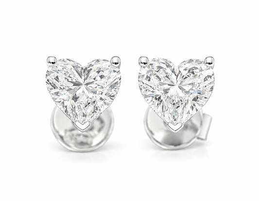 14K White Gold Heart Lab Grown Diamond Stud Earrings – 2.10 CTW