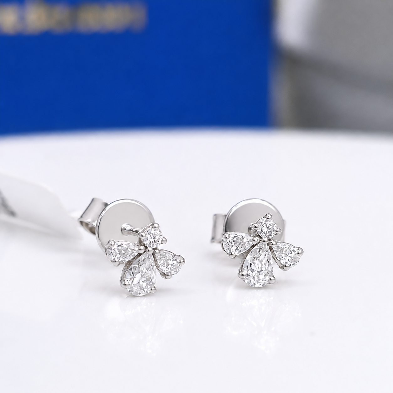 Petite 14K Gold Pear & Round Diamond "Bird Look" Earrings – 0.33 CTW