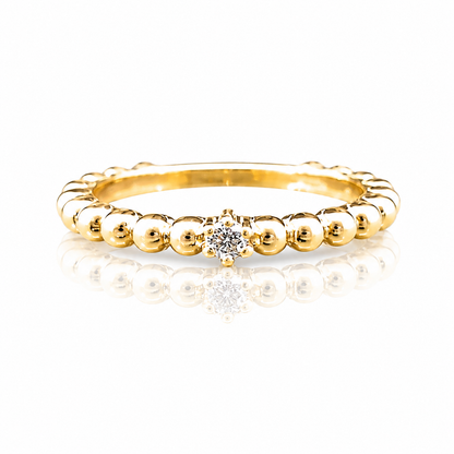 One Row Ball Design Lab Grown Diamond Stackable Ring – 0.05 CTW | 14K Gold Over Silver