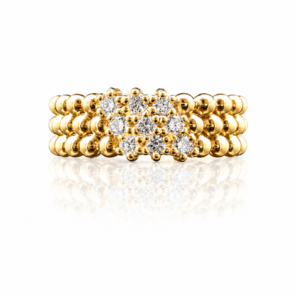 Three Row Ball Design Lab Grown Diamond Stackable Ring – 9/0.50CTW | 14K Gold Over Silver
