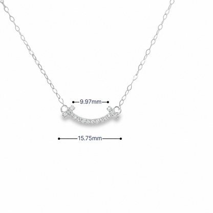 14KT White Gold 0.10ctw Diamond Smiley Necklace