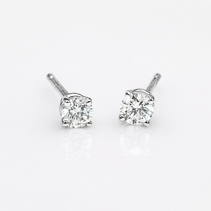 0.25 CTW Natural Diamond Stud Earrings in 14K White Gold – G/H SI1-SI2 – Classic Push Back Diamond Earrings