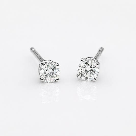 0.25 CTW Natural Diamond Stud Earrings in 14K White Gold – G/H SI1-SI2 – Classic Push Back Diamond Earrings