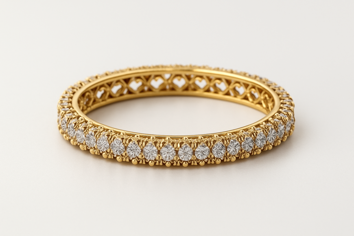 18KT Gold Over Silver – 13ct Certified Moissanite Bangle Bracelet