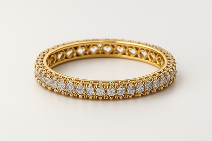 MADE TO ORDER 18KT Gold Over Silver – 13ct Certified Moissanite Bangle Bracelet