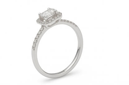 14KT White Gold 0.50ct Emerald Cut Diamond Engagement Ring – Size 9