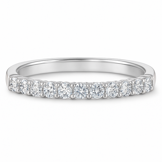 14K White Gold Shared Prong Diamond Wedding Band – 0.33cttw (Size 7)