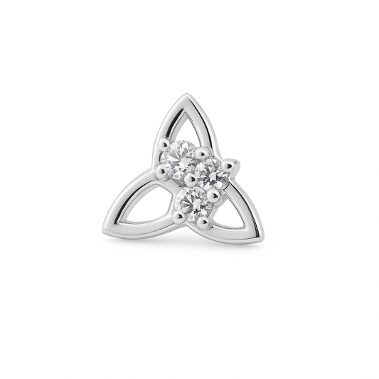 14kt Single Piece Trinity Shape Diamond Stud Earrings in White/Yellow Gold