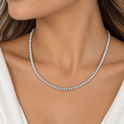 14KT White Gold 6.03 CTW Lab-Grown Diamond Tennis Necklace – 17 Inch