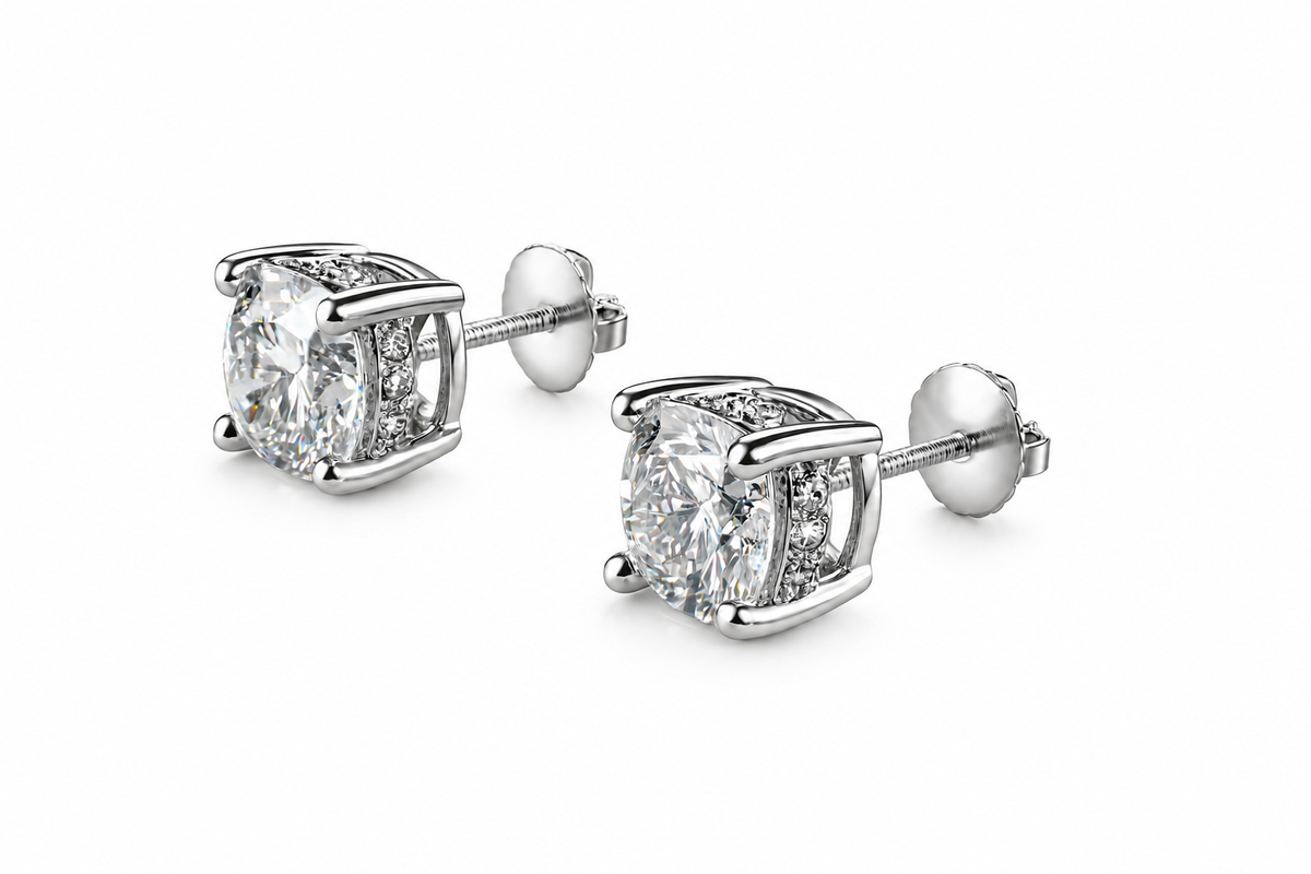 2.15 CTW CERTIFIED Lab-Grown Diamond Hidden Halo Solitaire Stud Earrings