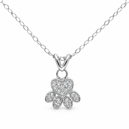 Petite Dog Paw 0.10cw Diamond Necklace – 14KT White Gold