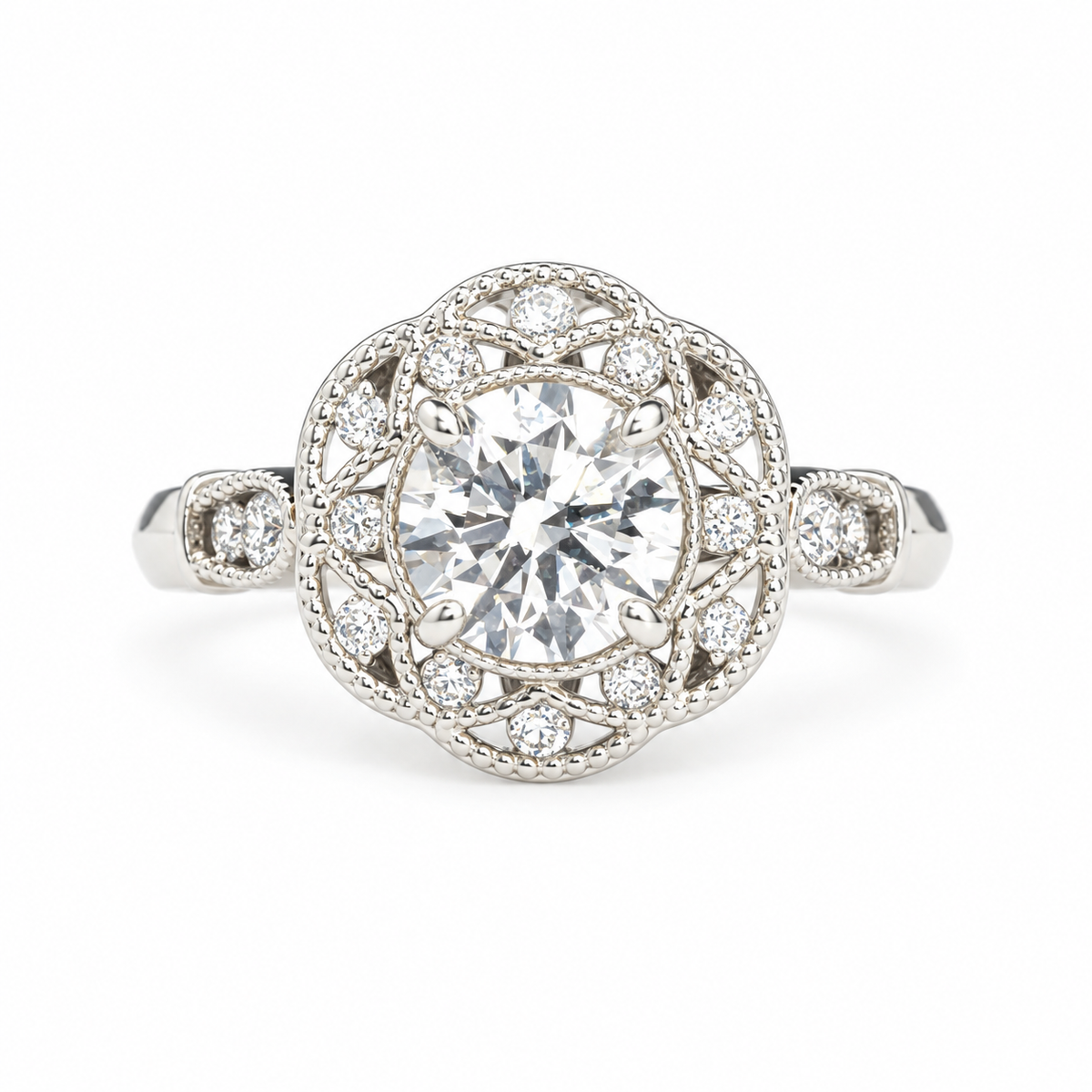 14K White Gold 1.25ct Round Cut Lab Grown Diamond Engagement Ring – IGI Certified – Size 7