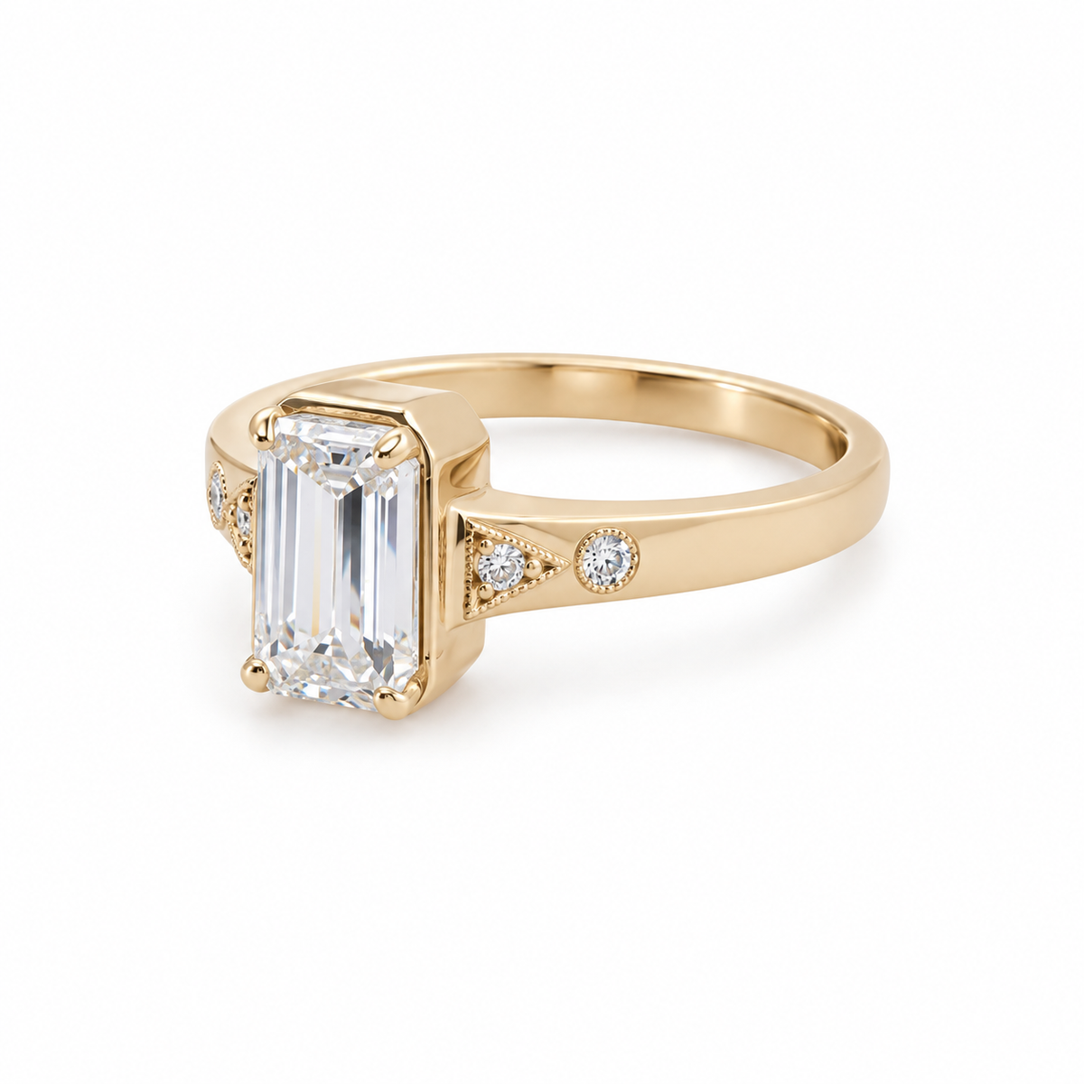 14kt Yellow Gold Emerald Cut 1.05ct Taylor Swift Inspired Engagement Ring