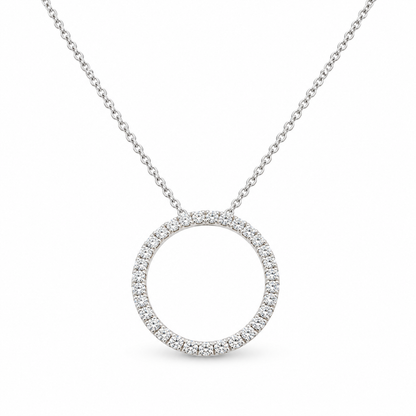 14K White Gold 0.50 CTW Natural Diamond Circle of Love Pendant Necklace