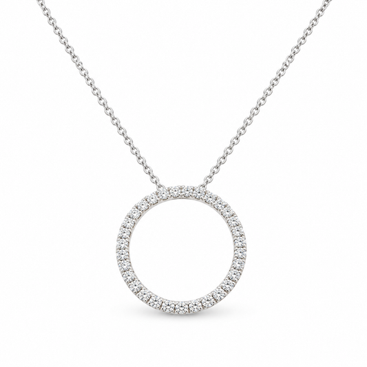 14K White Gold 0.50 CTW Natural Diamond Circle of Love Pendant Necklace