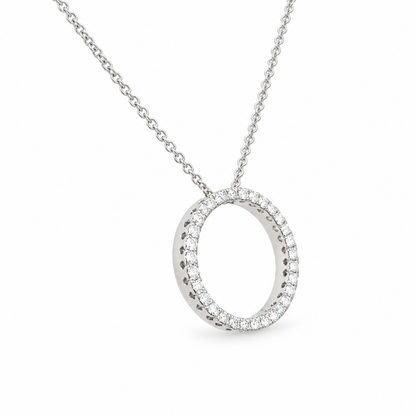 14K White Gold 0.50 CTW Natural Diamond Circle of Love Pendant Necklace