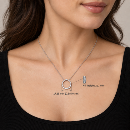 14K White Gold 0.50 CTW Natural Diamond Circle of Love Pendant Necklace