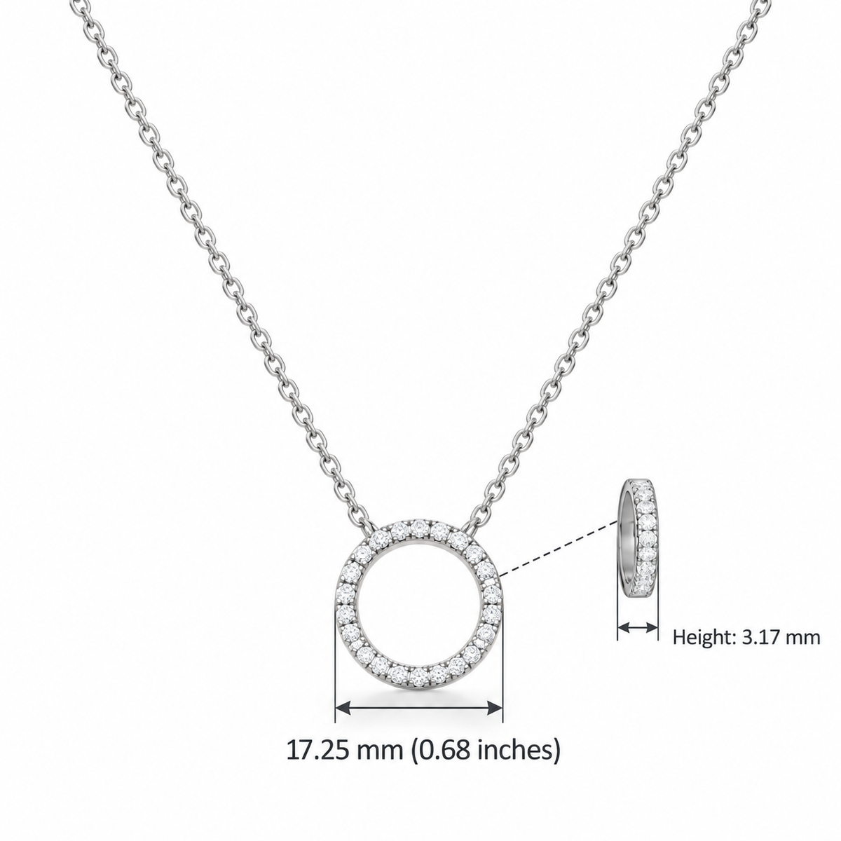14K White Gold 0.50 CTW Natural Diamond Circle of Love Pendant Necklace