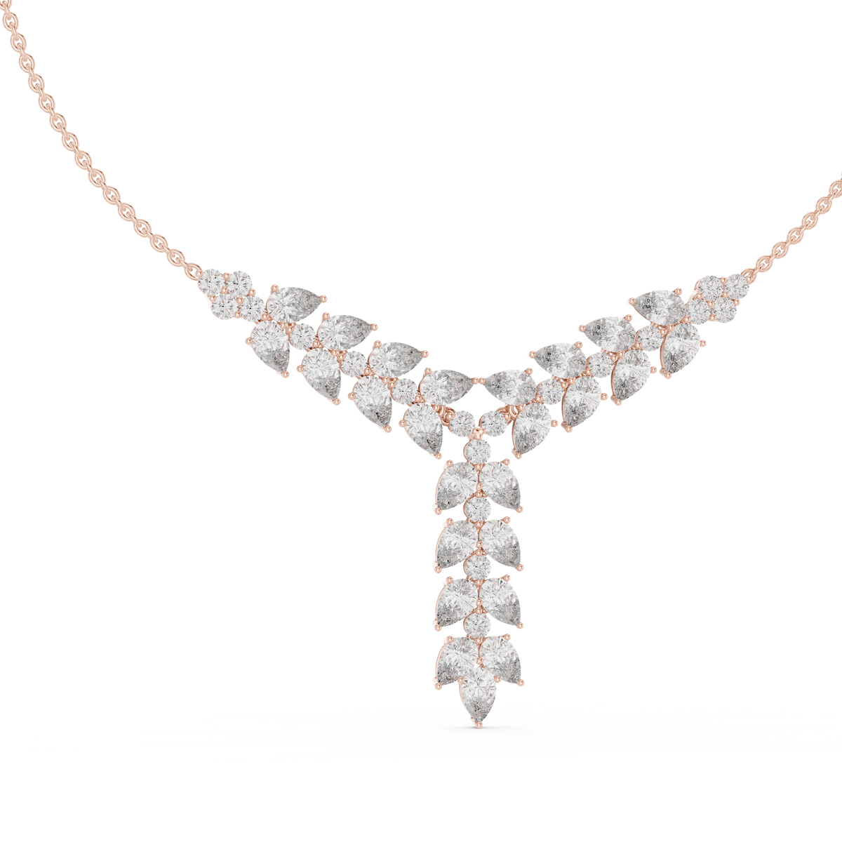 14K Gold 14.75 CTW Lab-Grown Diamond Floral Drop Necklace – EF VS