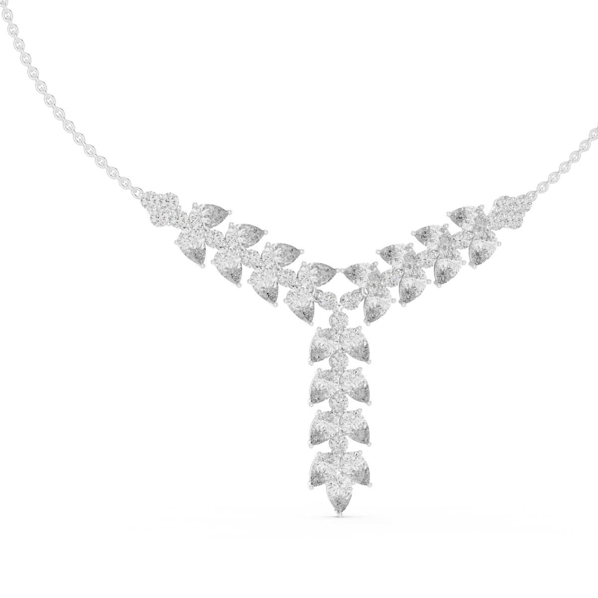 14K Gold 14.75 CTW Lab-Grown Diamond Floral Drop Necklace – EF VS