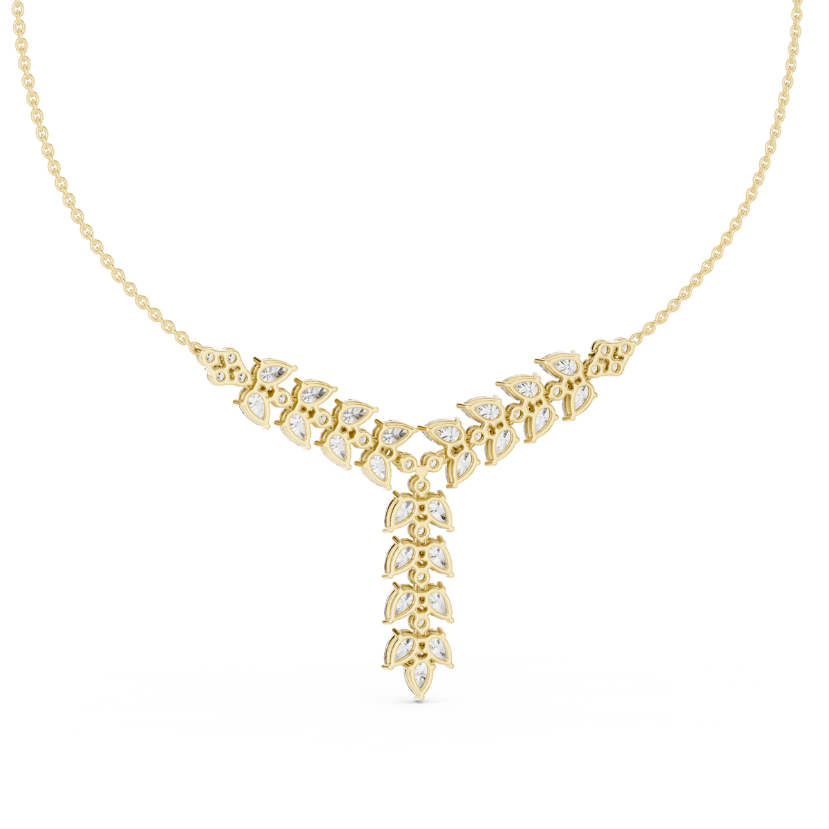14K Gold 14.75 CTW Lab-Grown Diamond Floral Drop Necklace – EF VS
