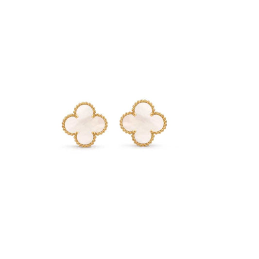 4-Leaf Clover Earrings | 18KT Yellow Gold & Mother of Pearl