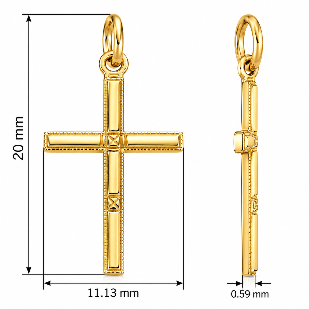 14K Yellow Gold 0.41gm Cross Pendant Only