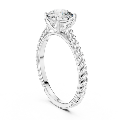 14K Gold IGI Certified 1.00 CT Lab-Grown Diamond Rope Design Solitaire Ring