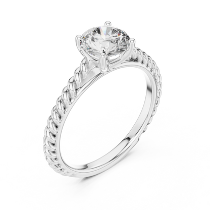 14K Gold IGI Certified 1.00 CT Lab-Grown Diamond Rope Design Solitaire Ring