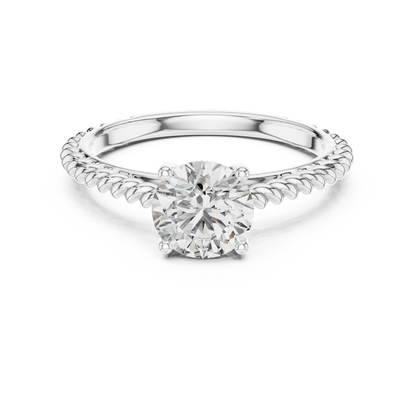 14K Gold IGI Certified 1.00 CT Lab-Grown Diamond Rope Design Solitaire Ring