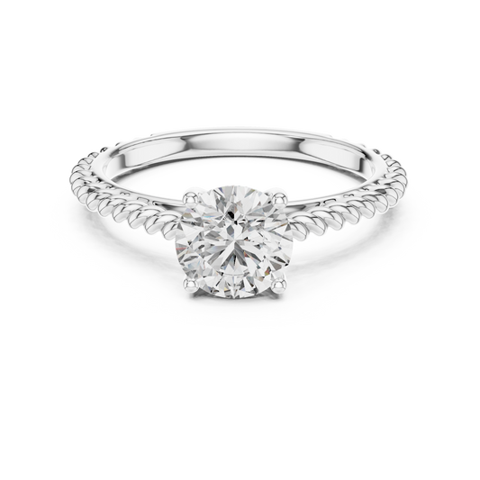 14K Gold IGI Certified 1.00 CT Lab-Grown Diamond Rope Design Solitaire Ring