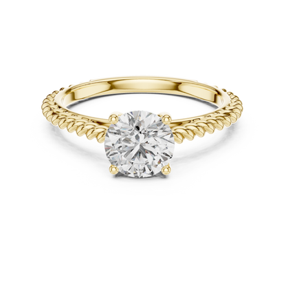 14K Gold IGI Certified 1.00 CT Lab-Grown Diamond Rope Design Solitaire Ring