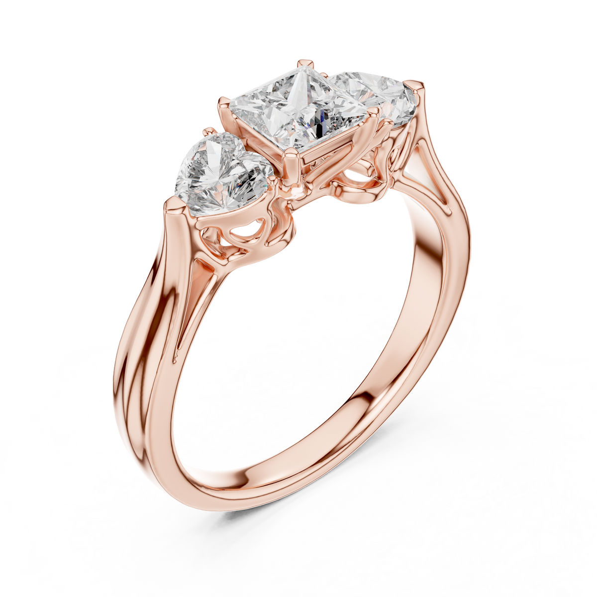 14K Gold 1.25CT Lab-Grown Diamond Engagement Ring and Heart Shape