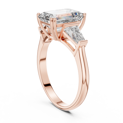 14K Gold 3.00 CTW IGI-Certified Emerald-Cut Lab-Grown Diamond Three-Stone Engagement Ring
