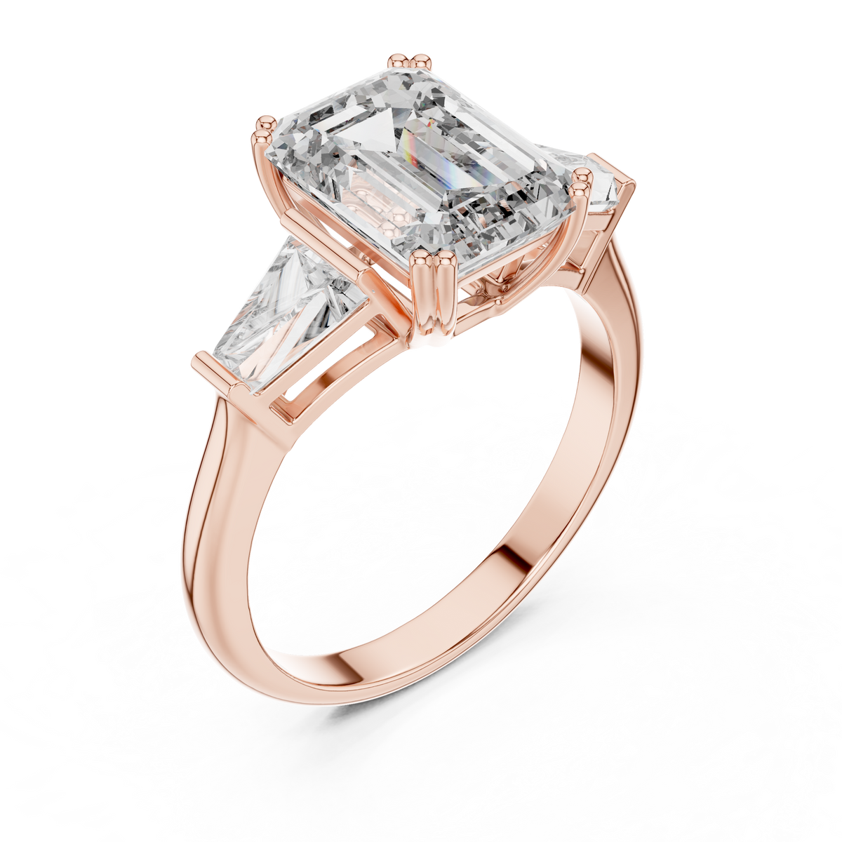 14K Gold 3.00 CTW IGI-Certified Emerald-Cut Lab-Grown Diamond Three-Stone Engagement Ring