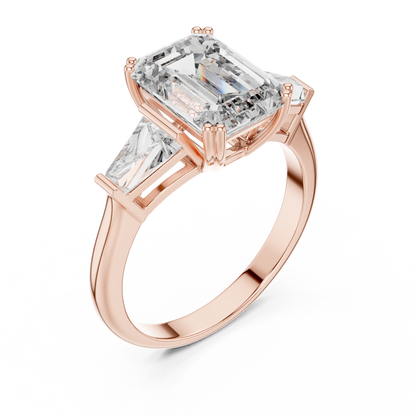 14K Gold 3.00 CTW IGI-Certified Emerald-Cut Lab-Grown Diamond Three-Stone Engagement Ring