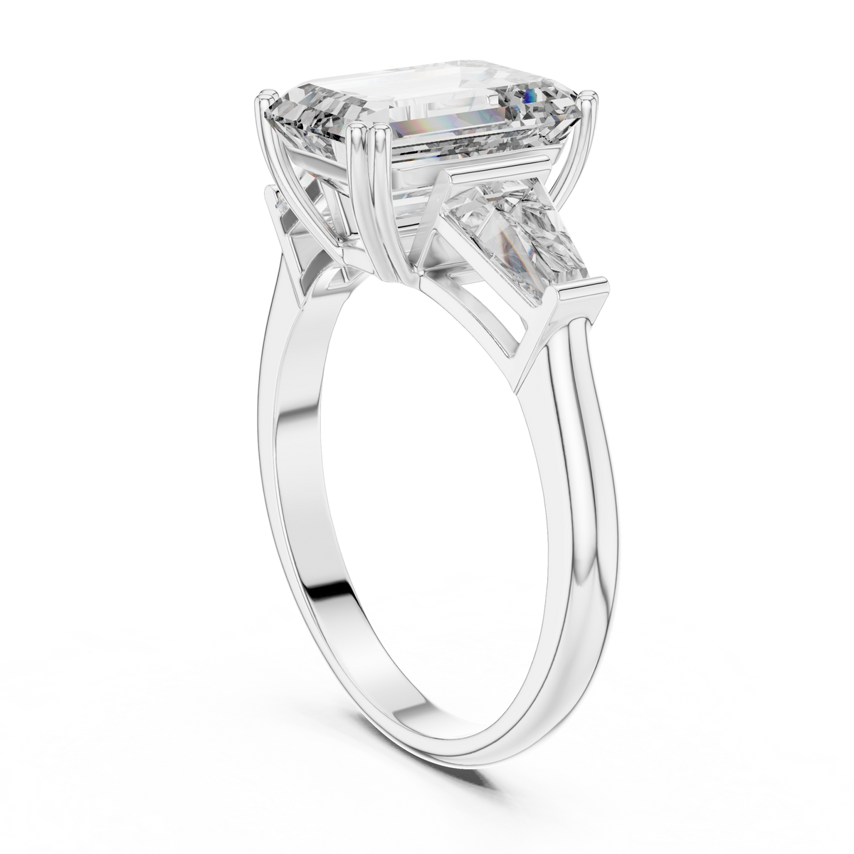 14K Gold 3.00 CTW IGI-Certified Emerald-Cut Lab-Grown Diamond Three-Stone Engagement Ring