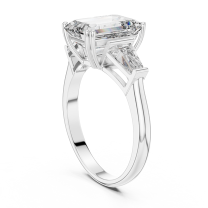 14K Gold 3.00 CTW IGI-Certified Emerald-Cut Lab-Grown Diamond Three-Stone Engagement Ring