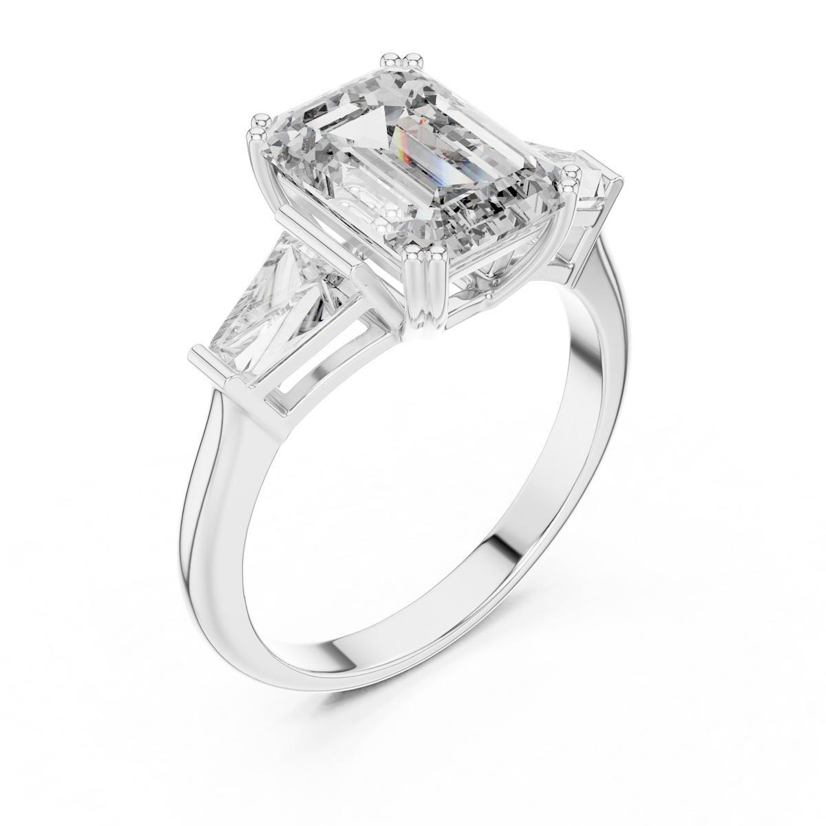 14K Gold 3.00 CTW IGI-Certified Emerald-Cut Lab-Grown Diamond Three-Stone Engagement Ring